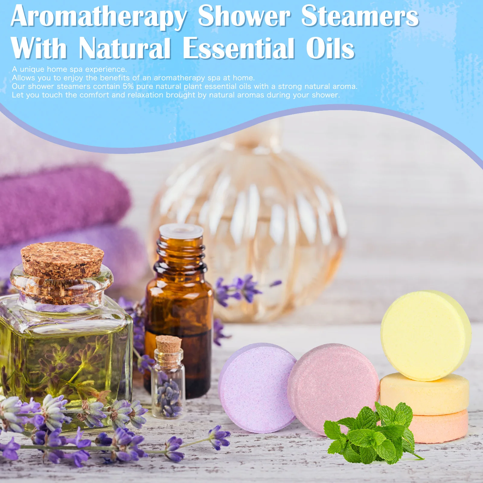 Phatoil 8 scents OEM Custom Packing Aromatherapy Bath Supplies Bath Fizzy Tablet Shower Steamers