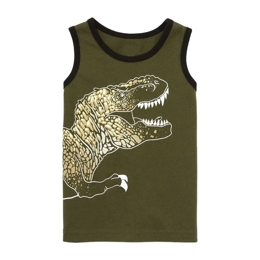 Wholesale Knitted Casual 100% Cotton Animal Children Boys Tank Top From Bangladesh