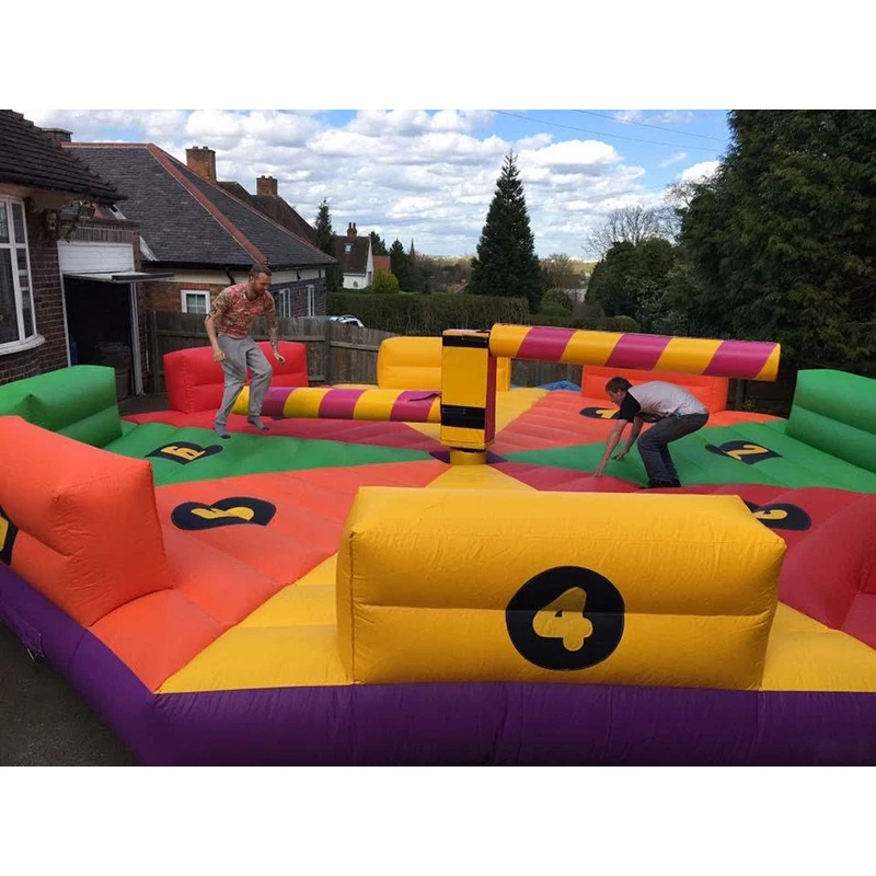 Large carnival inflatable castle games machine last man standing wipe out challenge inflatable games