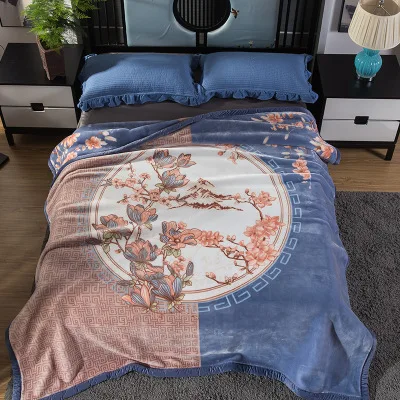 Double layer thickened cloud raschel blanket fluffy thermal bed sheets