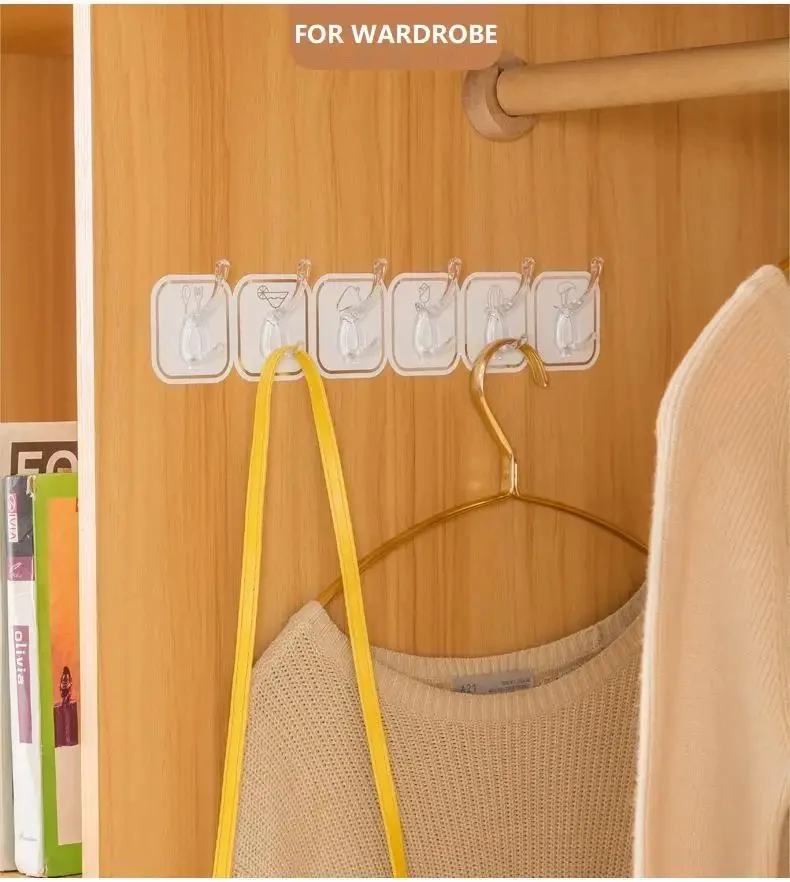 Kitchen Utensils Organizer Hanger Wall Mounted Hanging Hook Acrylic Self-Adhesive Hook Punch-free Storage Hook