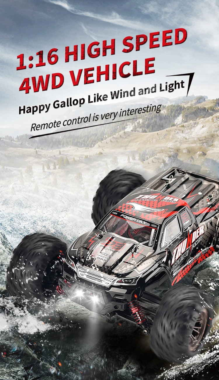 1/16 2.4G Remote Control High Speed Off-road Climbing Vehicle RC Toys USB Rechargeable Battery Remote Control Car Toy