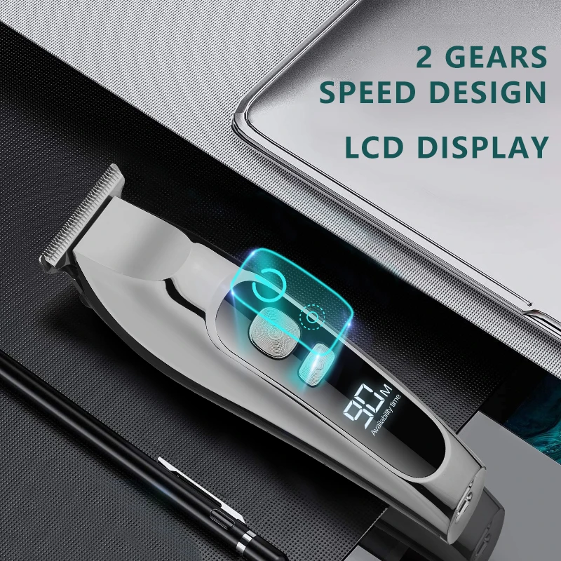 Professional Hair Clipper Beard Trimmer for Men Adjustable Speed LCD Display Hair Clipper Carving Clippers Electric Razor