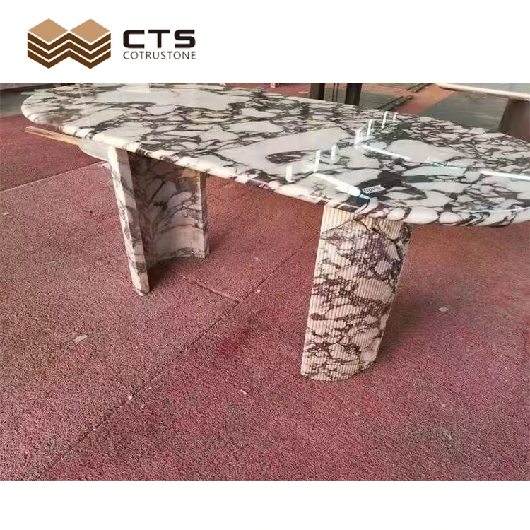Wholesale Rectangle Calacatta Violet Color Veins Plinth Coffee Table Top Design Marble Plinth