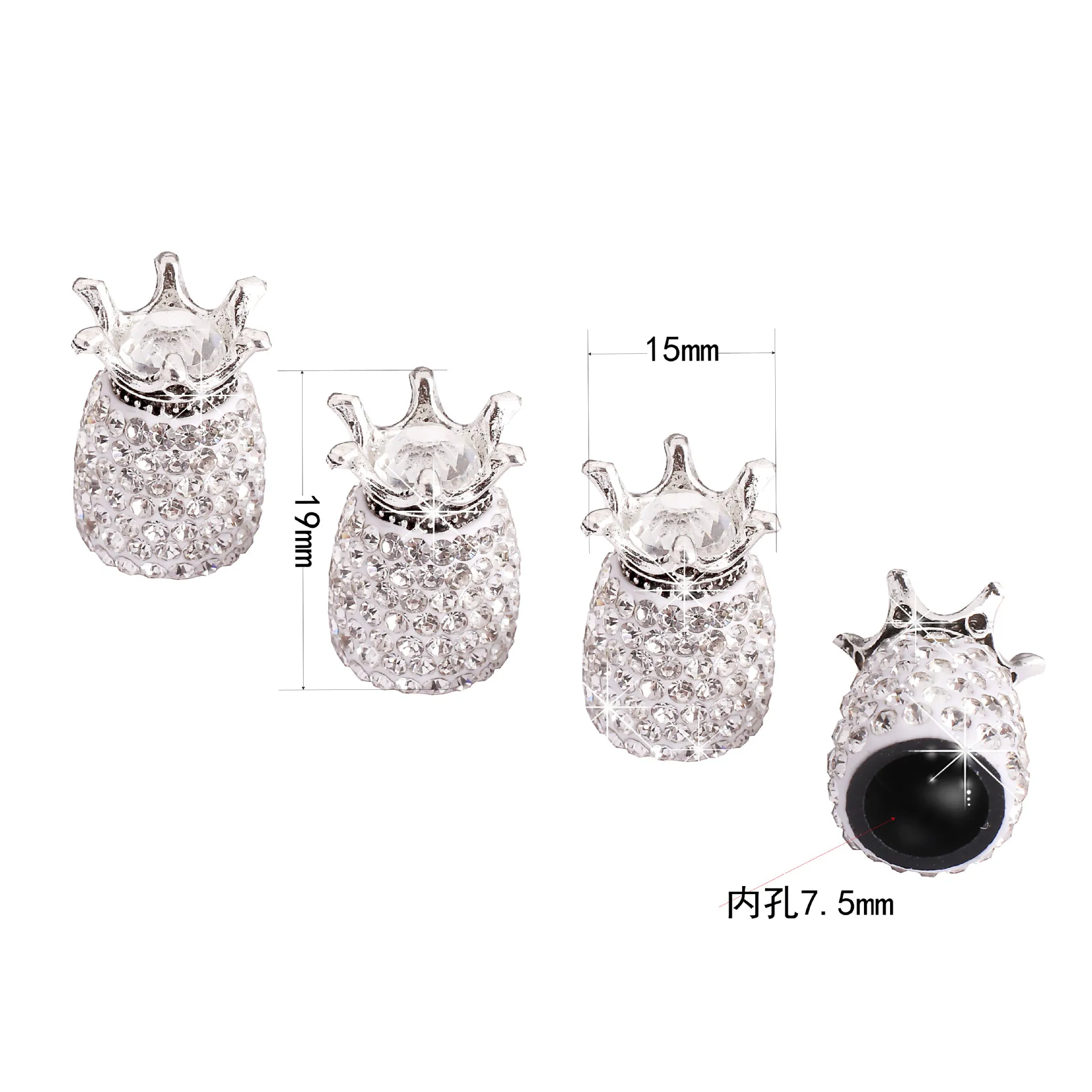 
New cross-border crown valve creative diamond inlaid automobile tire general modified valve core female 