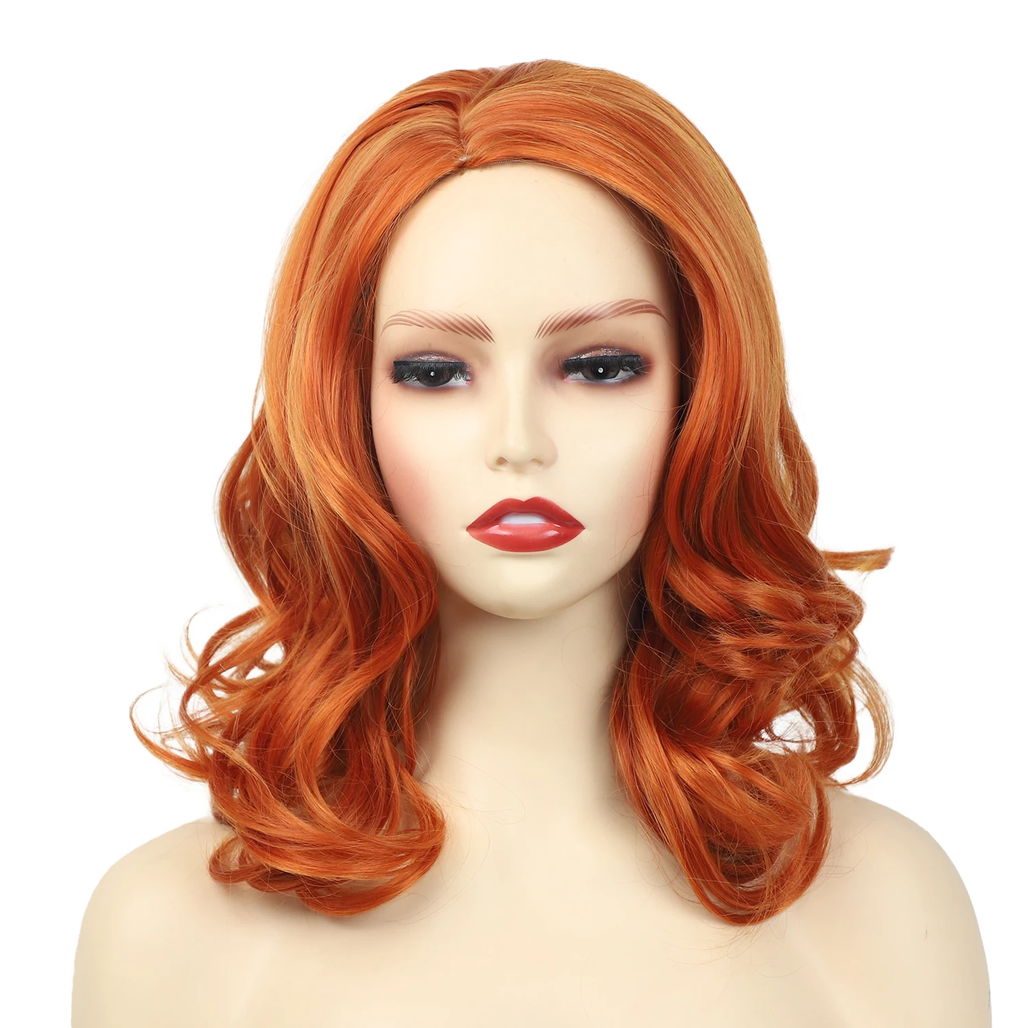 Wholesale Price Orange Colors Short Hair Synthetic Hair Wigs Cosplay Party Curly Wig for Women