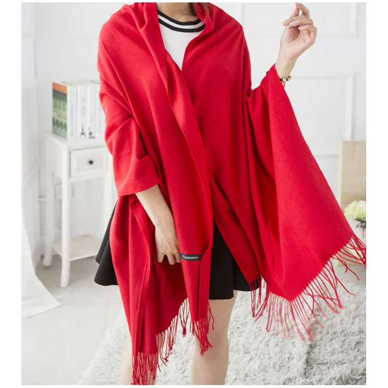 2021 Winter Autumn New styles Solid Color Cashmere Cheap Cashmere Long Scarf Warm Outer wear Tassel Other Shawl