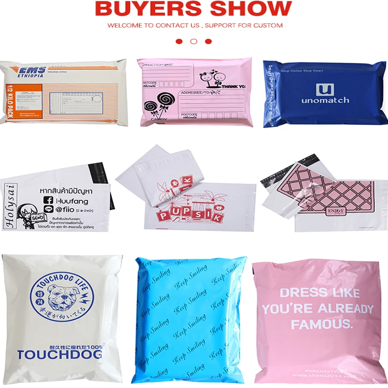 Custom logo waterproof mailers plastic shipping envelopes mailing bags with self adhesive tape