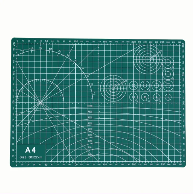 Double Sided 5-Ply Fabric Cutting Mat for Sewing, Quilting & Arts & Crafts - Gridded Rotary Cutting Board Mat in Green