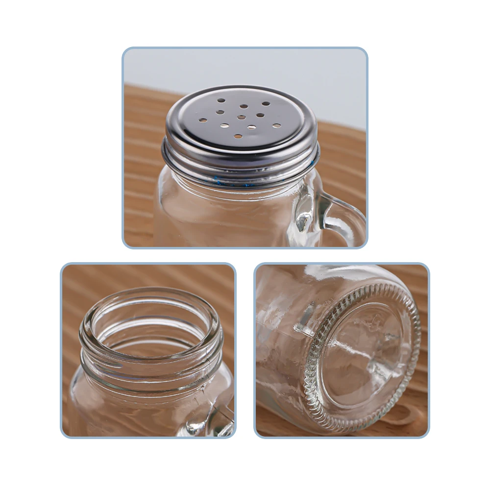 4oz 120ml Empty Pepper& Salt Shakers Set Spice Glass Jar With Handle Stainless Steel Shaker With Hole Bulk Sale