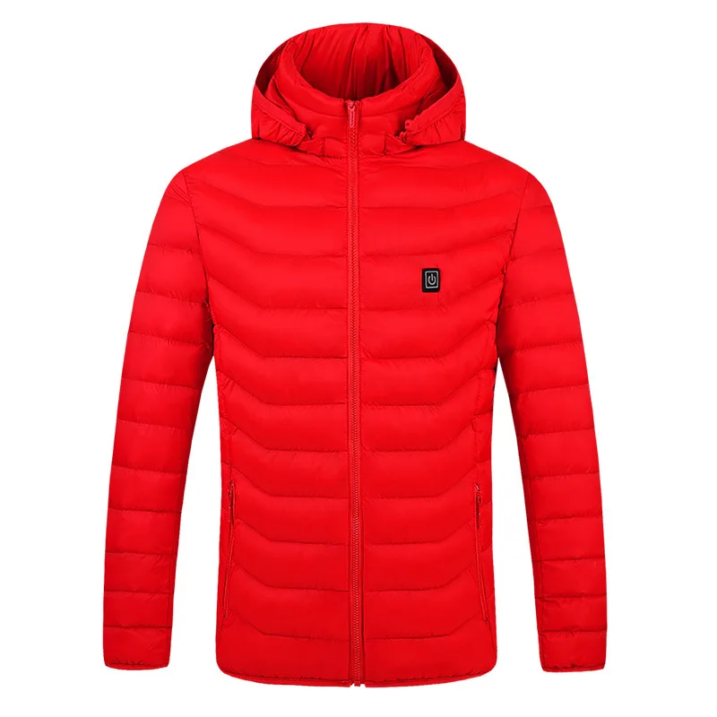Winter Heating Jacket  Men USB Charging Nine Zone Hooded Down Cotton Padded Jacket Heating Clothing