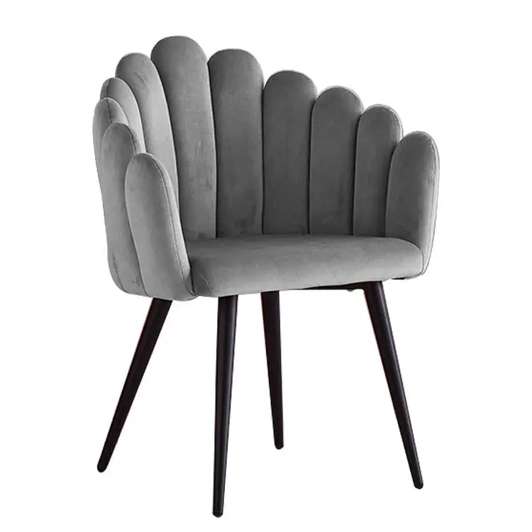 Comfortable Living Room Furniture Velvet Padded Seat Chrome Metal Legs Luxury Dining Chair Leisure Chair