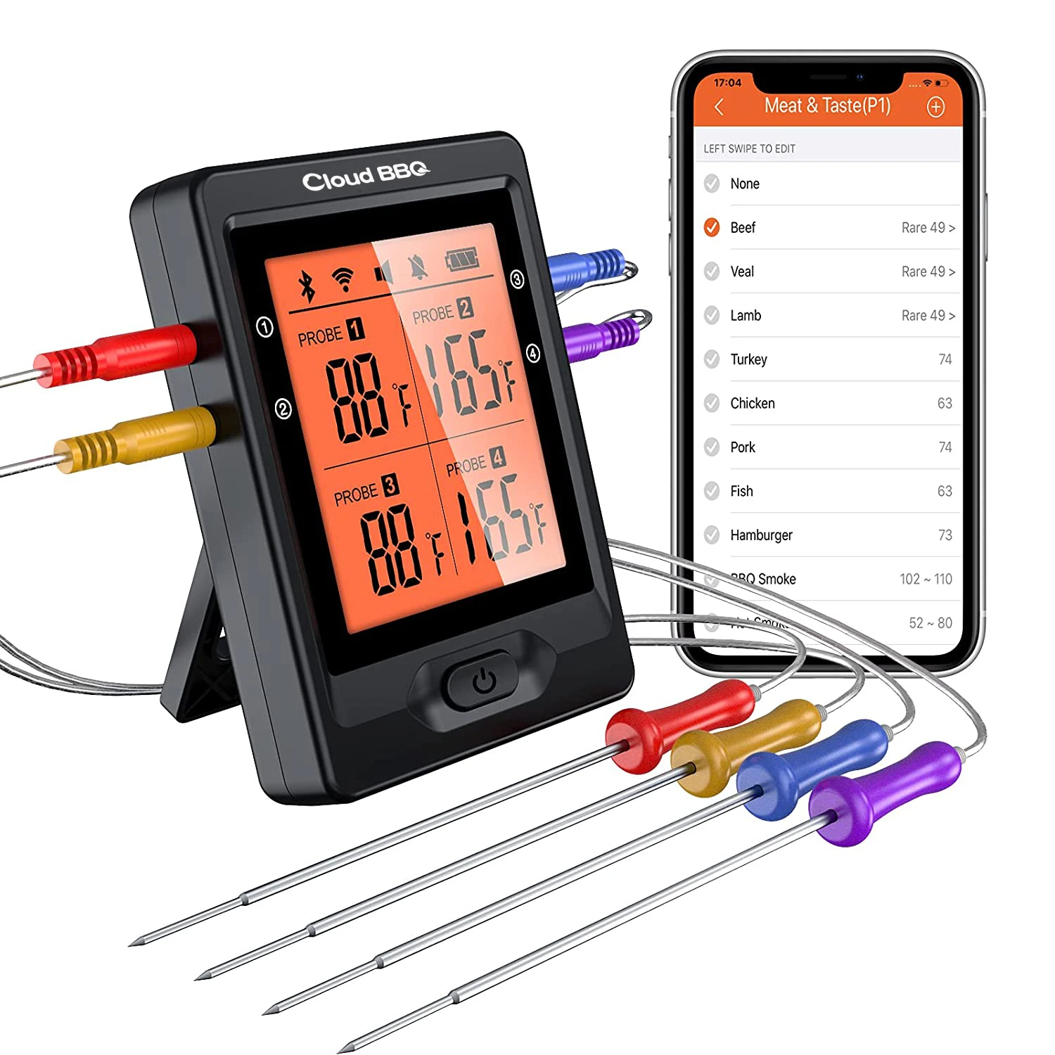 Bluetooth Wireless Meat Thermometer Cooking Thermometers for Grilling Meat Thermometer Wireless