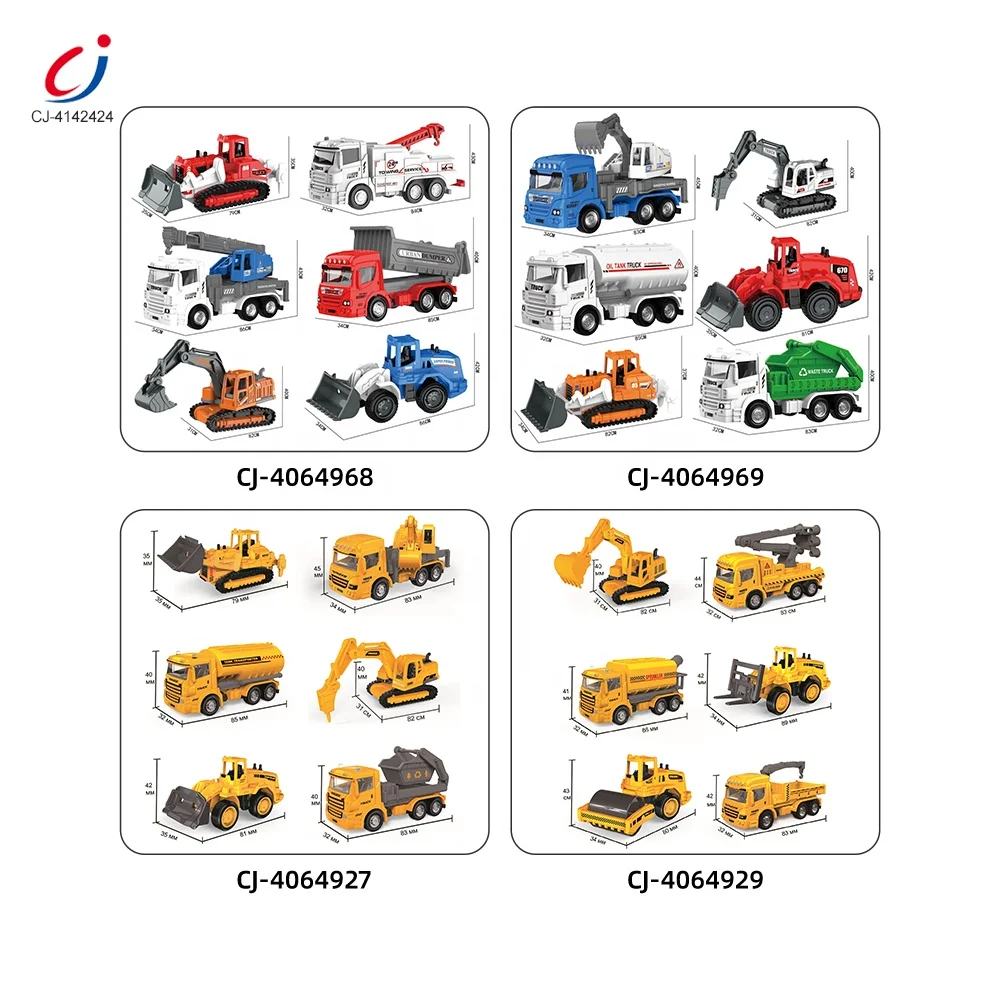 Chengji 1:64 alloy toy diecast model engineering car kids construction vehicles truck toys set with map