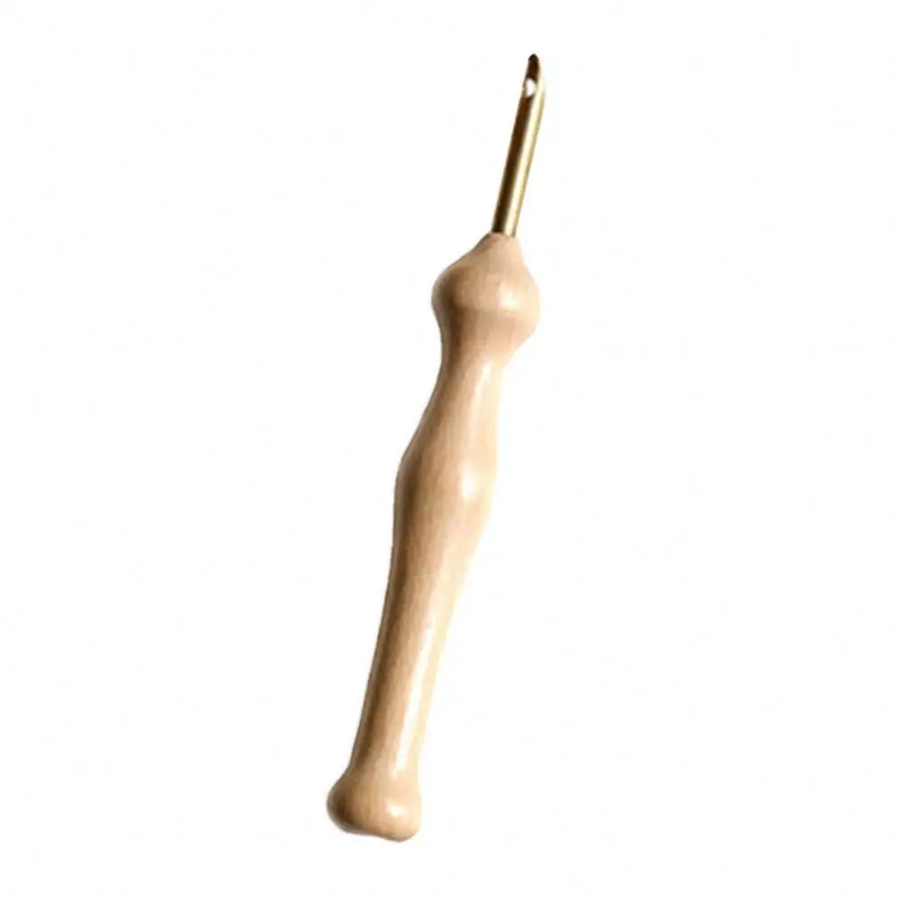 Durable Knitting Embroidery Pen Punch Needle Threader Set DIY Wooden Handle Weaving Sewing Pen Felting Craft