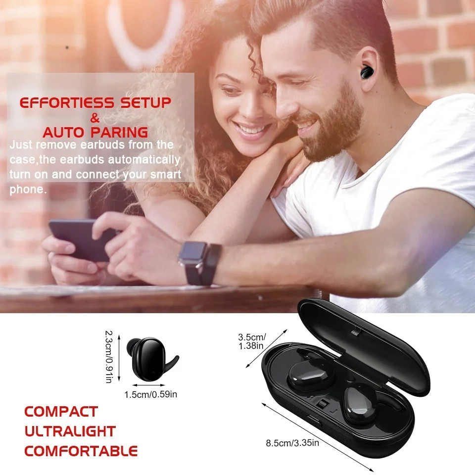 Sweatproof Stereo mini ecouteur wireless sans fil  Noise Canceling wireless wireless headset With Charging Case