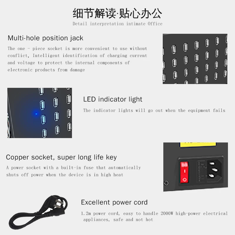 Wholesale 40 Ports 400W Rapid Charge Station for E-sport Customization Full Metal 40-port Fast Charging Hub for iPhone 14