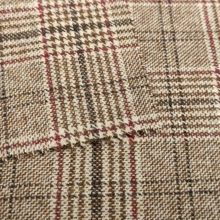 Stock Flannel Fleece fabric 30% wool 290GSM single side coat suit plaid fabric