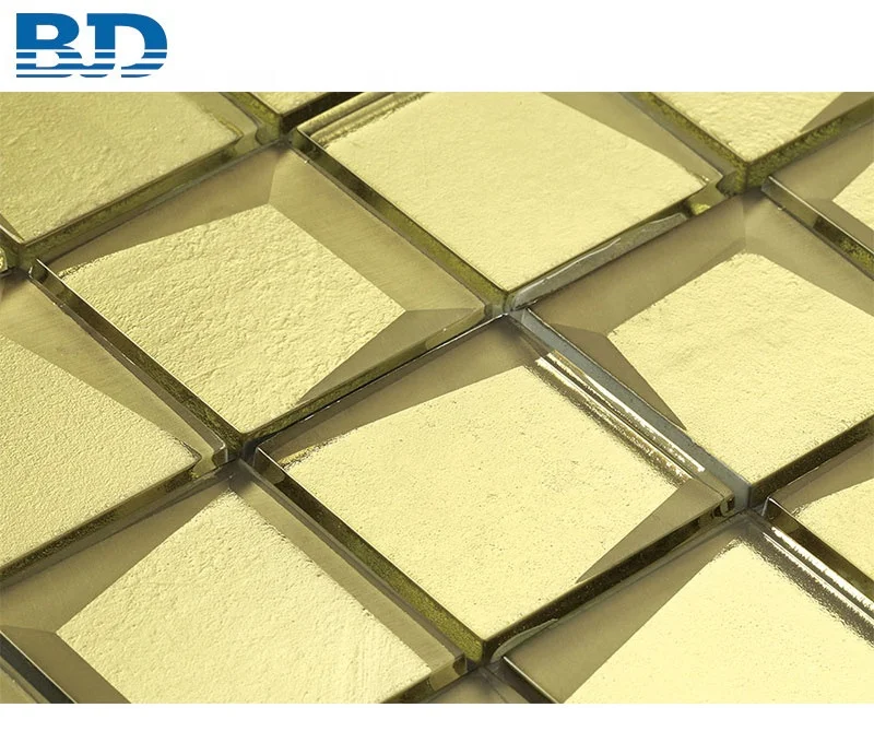 Gold Wall 3D Mirror Tiles Glass Mosaic