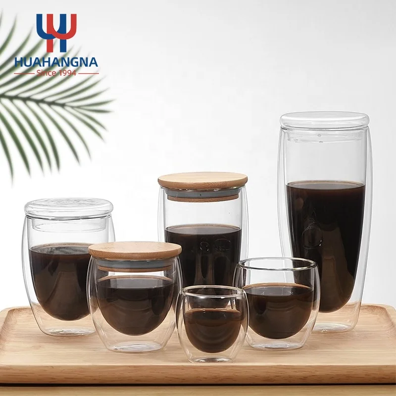 Handblown High Borosilicate Transparent Glass Drinking Mug Double Wall Glass Coffee Cup with Handle