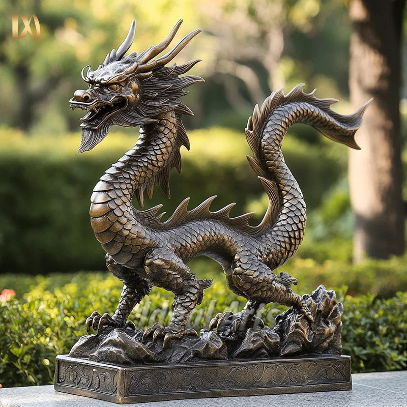 Custom outdoor cast metal brass bronze chinese dragon statues sculpture