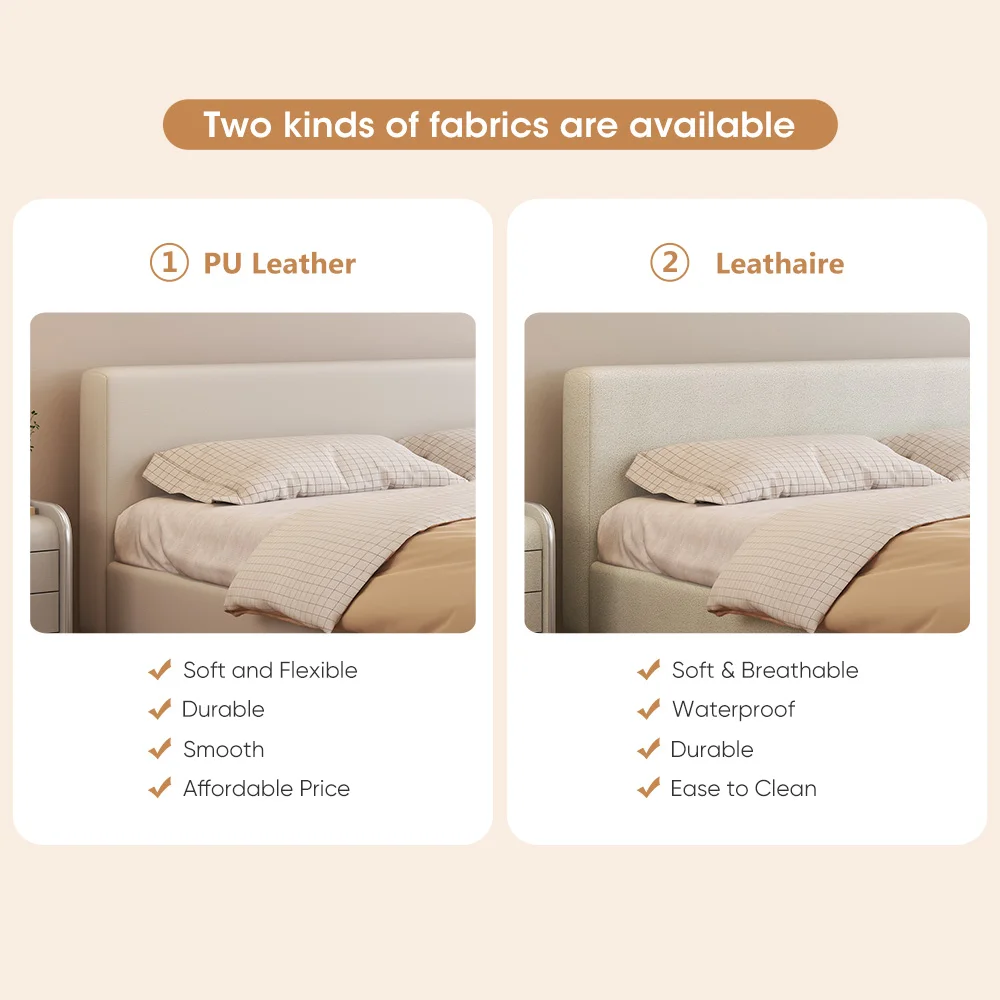 Modern simple solid wood platform ottoman white upholstered bed frame with storage underneath gas lift storage bed with drawers