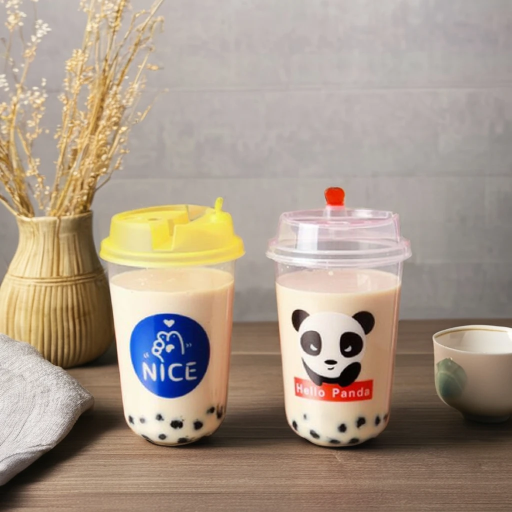 AT PACK Custom LOGO Wholesale Branded 8 10 12 14 16 32oz PLA Disposable Cold Drinks Coffee Clear PET Plastic Cups With Lid