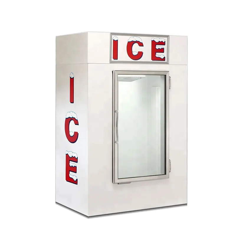 Cooling applications commercial refrigerated storage indoor bagged ice storage bin freezer  box glass door