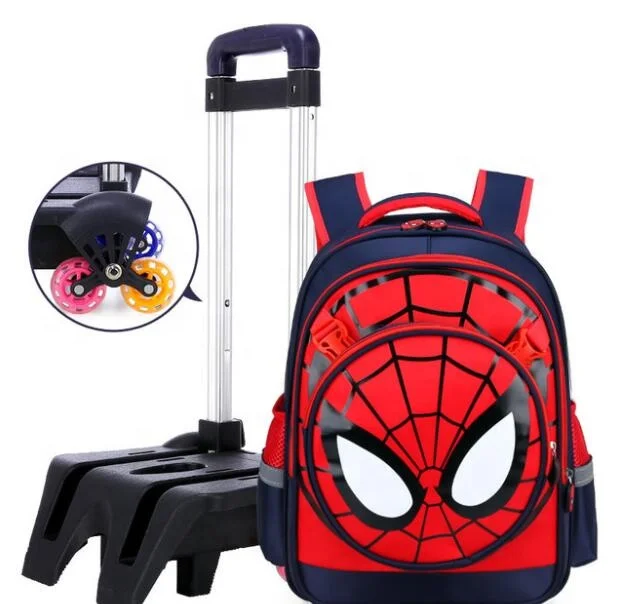 Amazon hot selling trolley bag printed with spiderman for school  boys kids