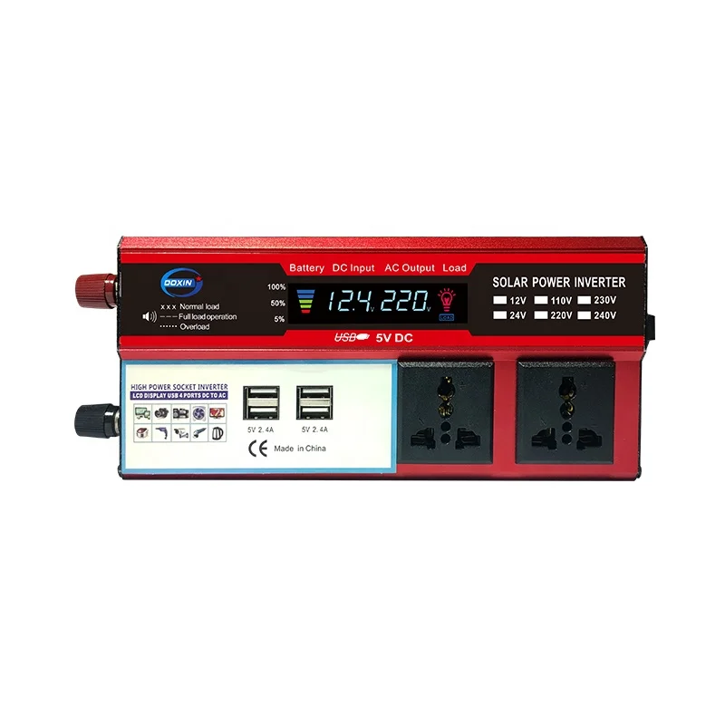 Suredom Best selling Red Ac 12v To Dc 220v 110v 2000W 4000w Power Inverter with four usb ports