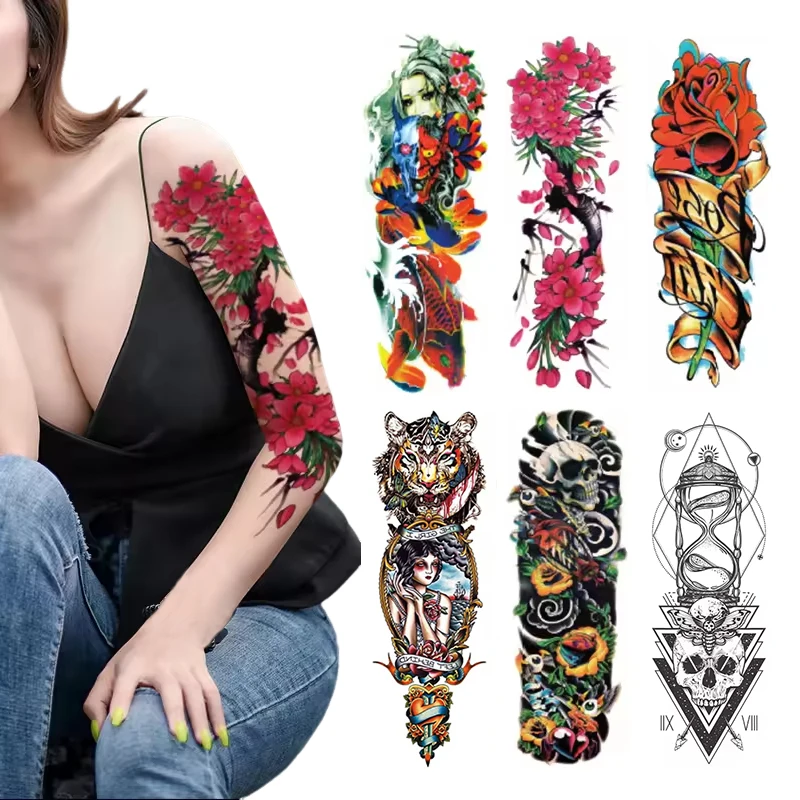 Temporary Tattoo Water Transferable Body Adhesive Paper Large Size Full Arm Waterproof Adult Men Women Custom 32 Sheets Accepted