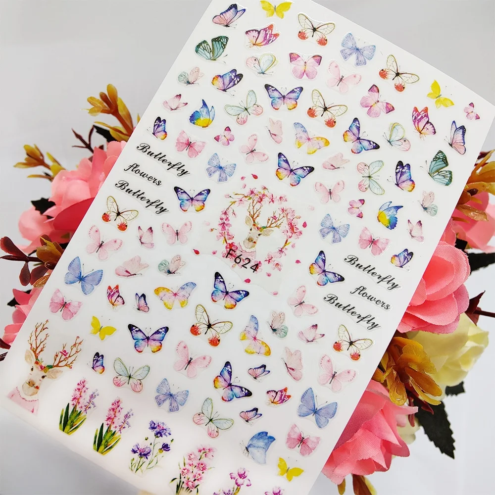 Nail Stickers Butterfly Flower Stickers For Nail Design Accessories Fashion Manicure Stickers