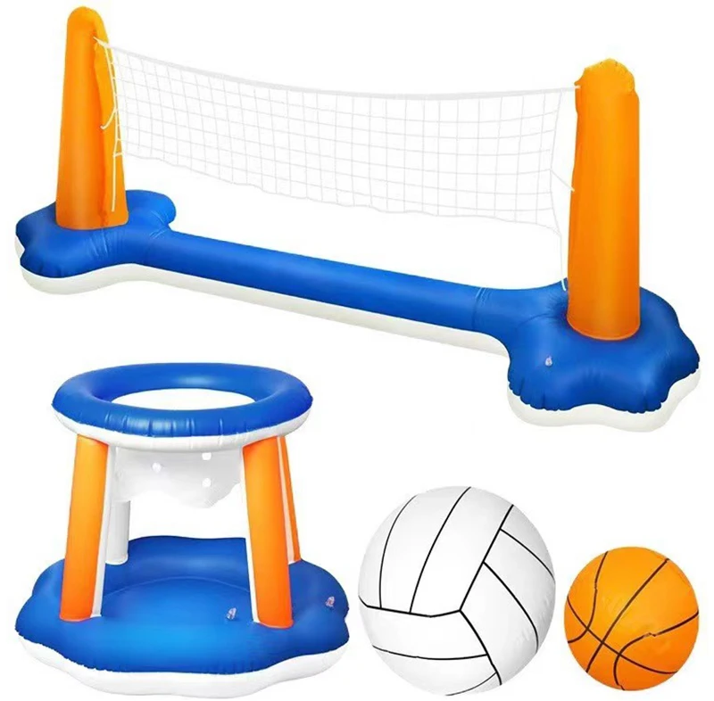 summer beach Inflatable obstacle course net water games equipment kids pool toys inflatable volleyball basketball court set