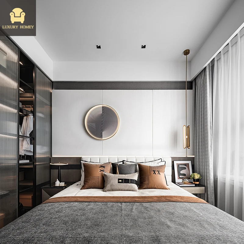 One Stop Luxury Furniture Solution Modern Art Furniture Designer Bedroom Soft Bed Combination Set