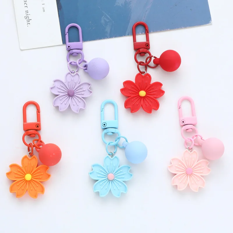 Lilangda New Color Car Pendant Cute Baked Paint Ball Accessories Headphone Case Bag Decoration Resin Cherry Blossom Keychain