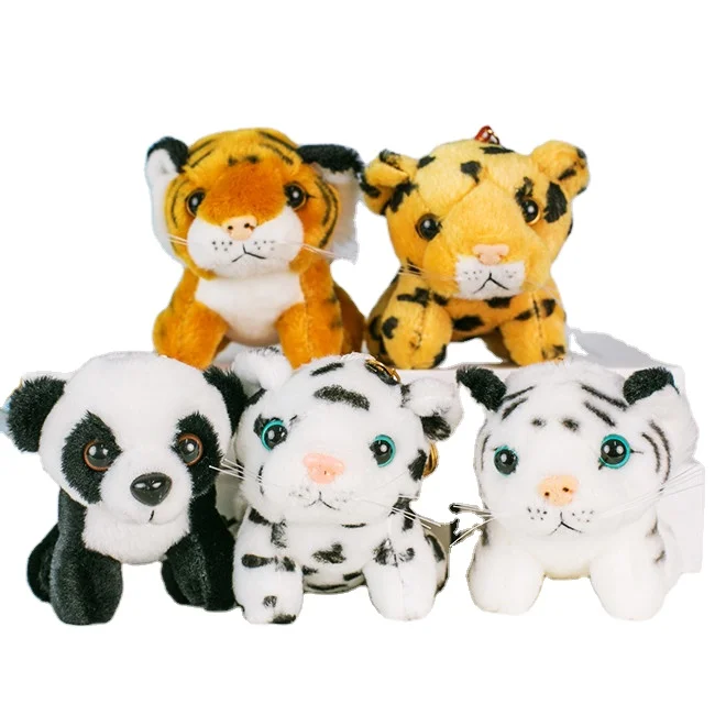 Wholesale cheap cartoon animal style pendant Decoration Plush tiger panda key chain customized manufacturer for sale