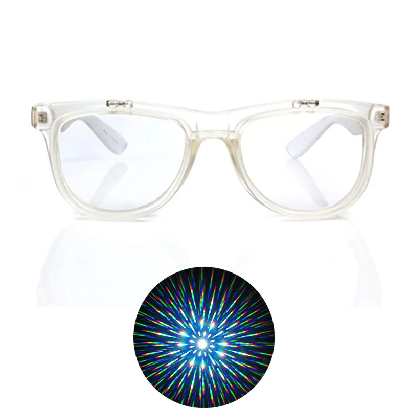 Очки Rave, пластиковые недорогие очки с дифракцией, 3D призма, очки EDM для вечеринки со спиральными 13500 линиями