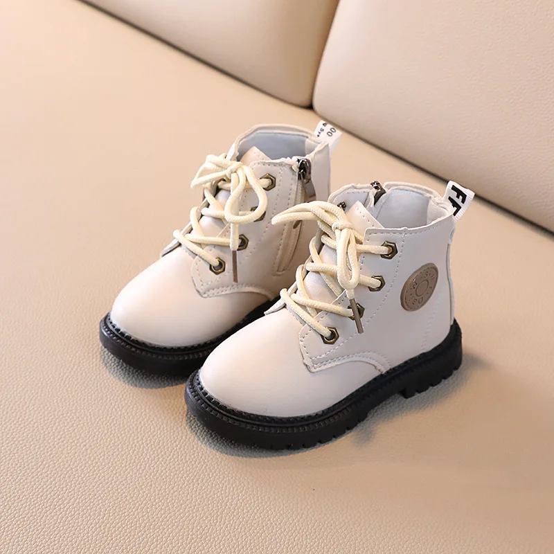 9996 Children Shoes For Boys Pu Leather Girls Kids Martin Boots Autumn Winter New Toddler Baby Soft Bottom Short Boots