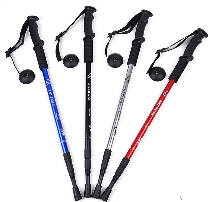 Manufacture Outdoor adjustable Mountain Climbing Aluminum Telescoping Foldable Walking Sticks Trekking Poles