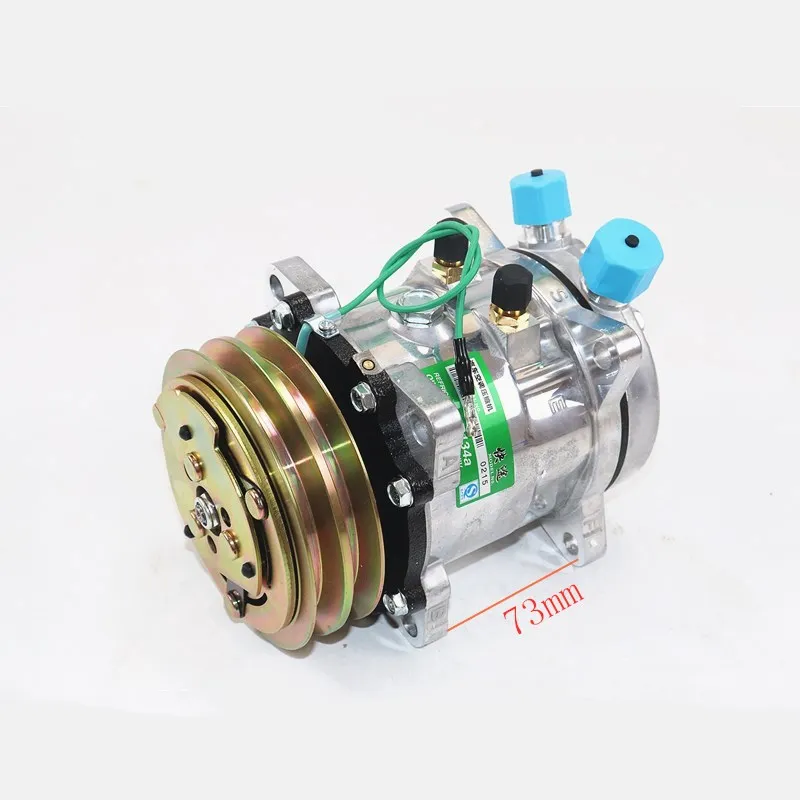 
AC Compressor Sanden sd507 5H11 507 Compressor 12V / 24V 2 Groove V Belt Pulley Tractor Excavator Heavy Duty Truck Hot Rod 