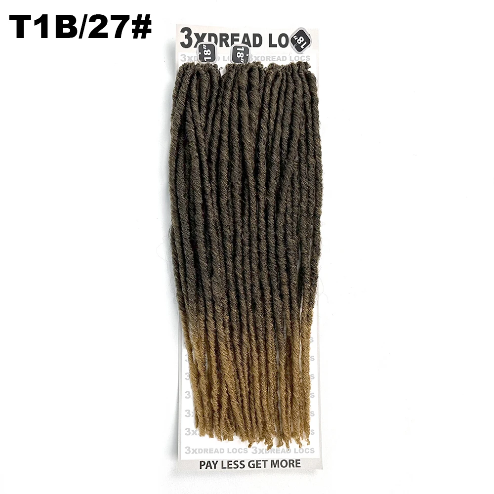 Pre looped 3x 18inch dread locks crochet braids 100%kanekalon faux locs dreadlocks hair extension long braiding hair wholesale