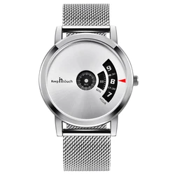 Stylish mens minimalist watches low moq custom logo mesh strap watch