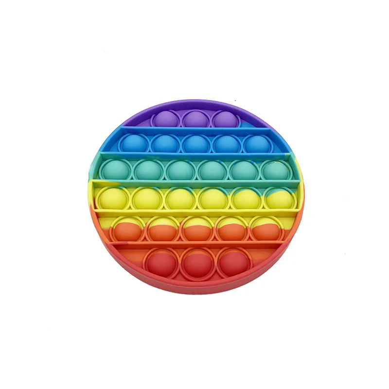 
2021 Amazon Best Sale Product Rainbow Kids Toy Silicone Bubble Popping Game Sensory Fidget Toy 