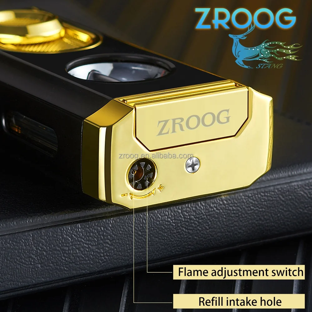 2024 Cigar Lighter New Product Triple Flame Jet Torch Lighter With Lighter Holder And Cigar Cutter