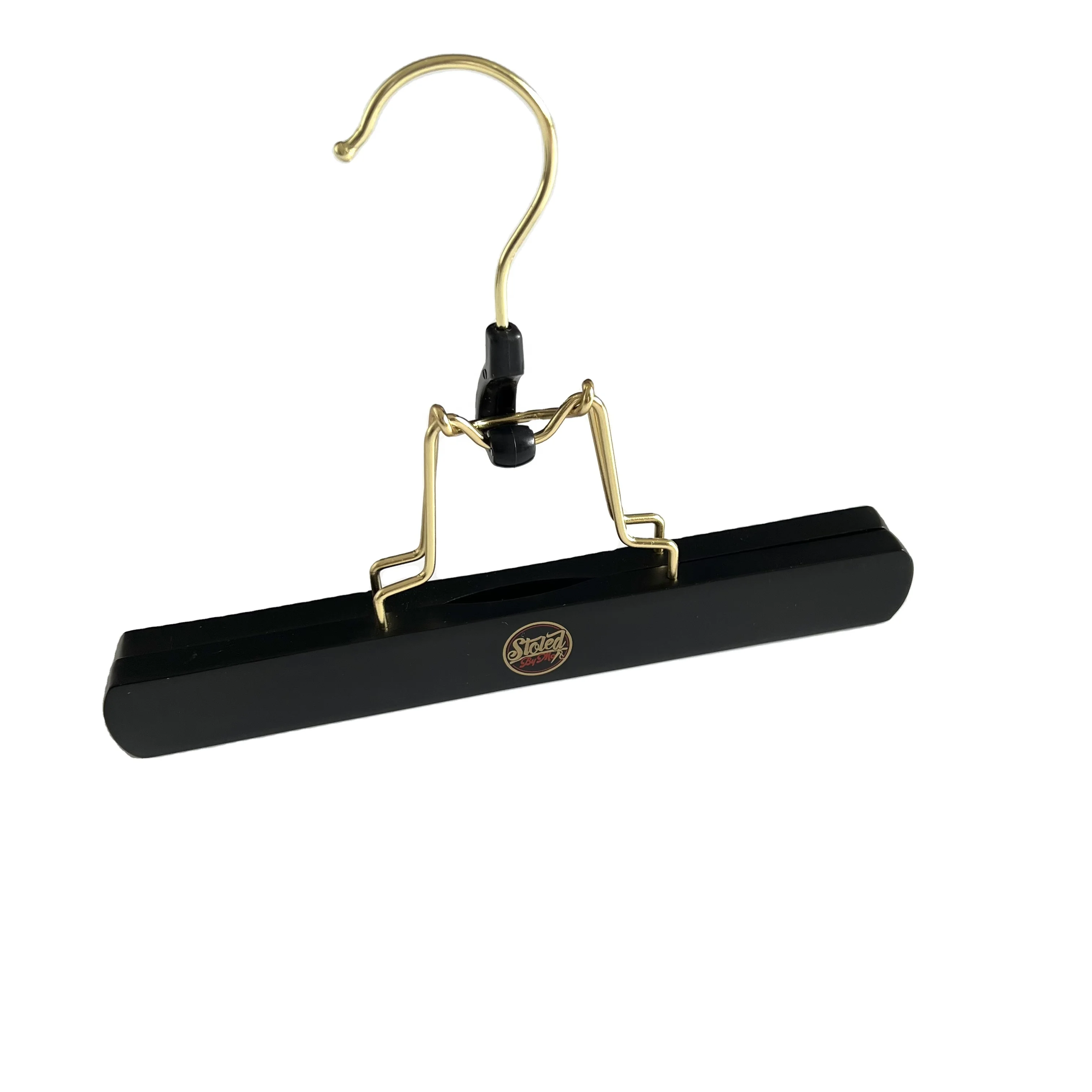 Black wooden hanger Wig storage bag custom logo wood hair extension hanger