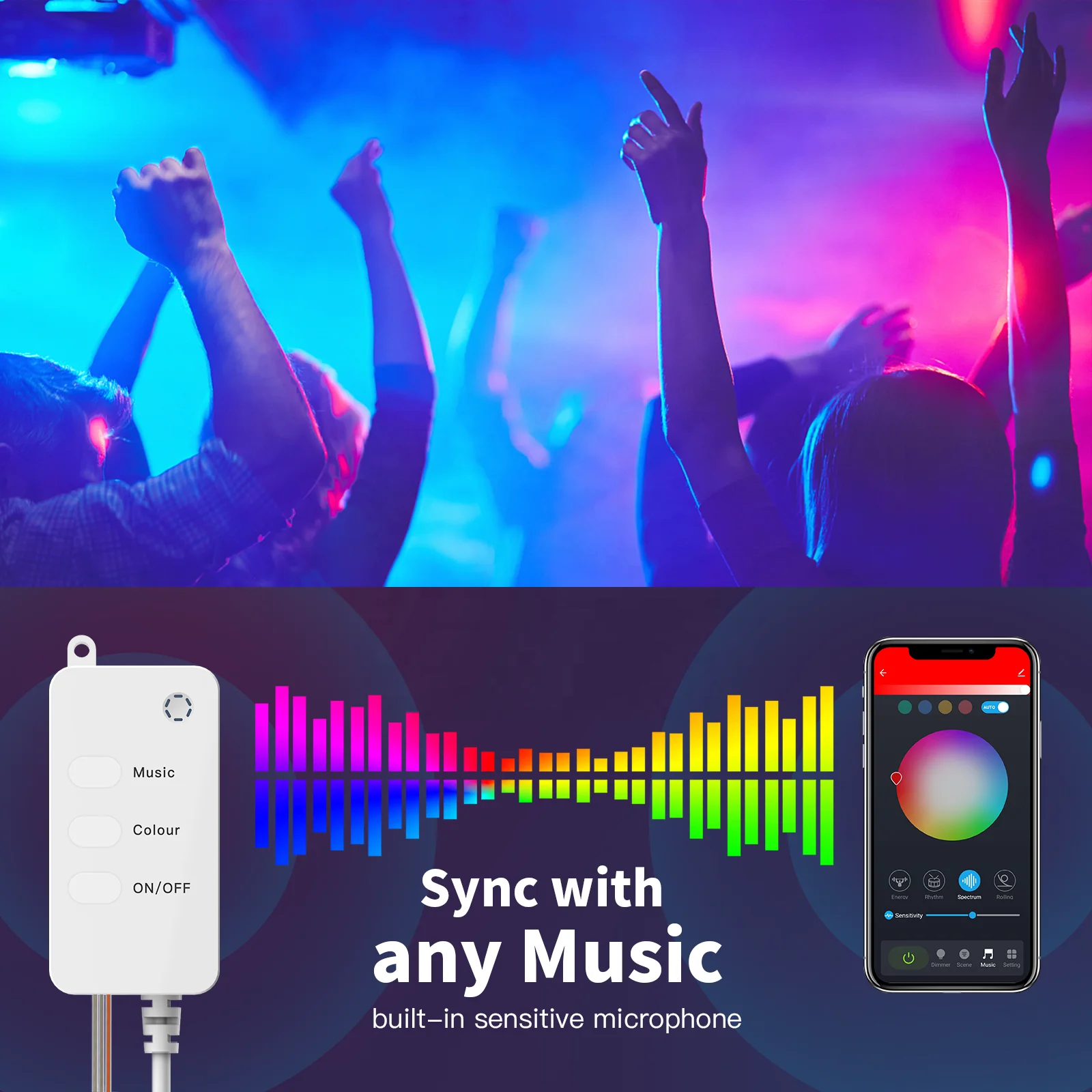 Рождественские декоративные светодиодные гирлянды Tuya WiFi и BL RGB IP65 водонепроницаемые для помещений