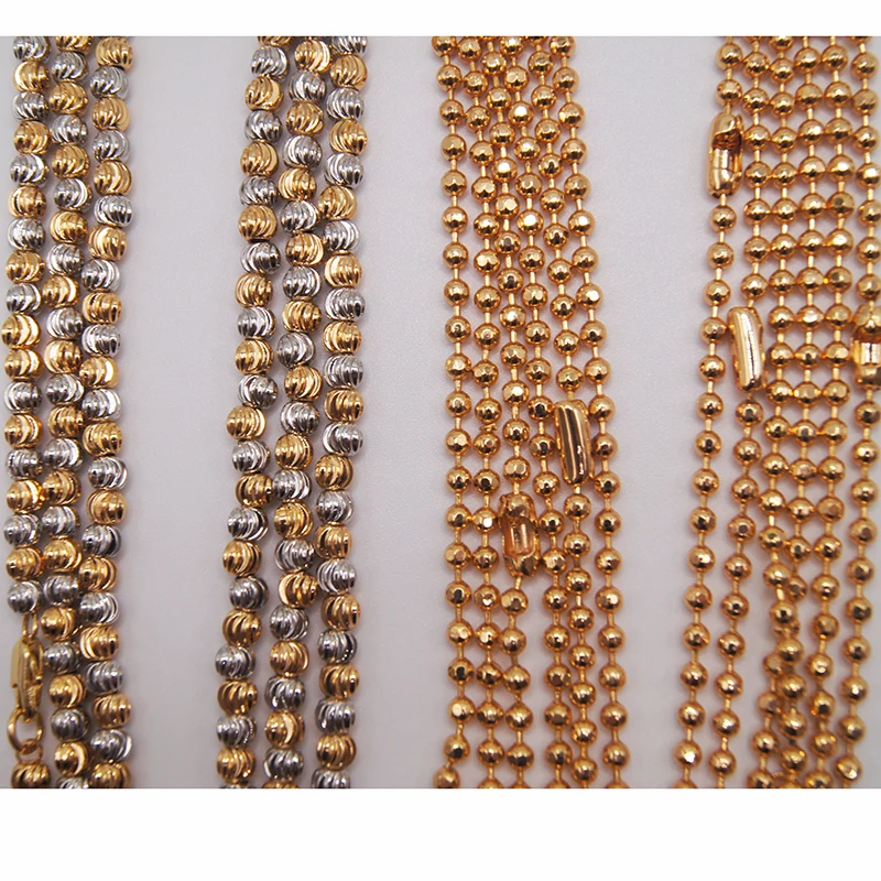 Fashion Cambodian Beaded Link Chain Necklace Copper Gold Plated Jewelry  Making Factory Supplier