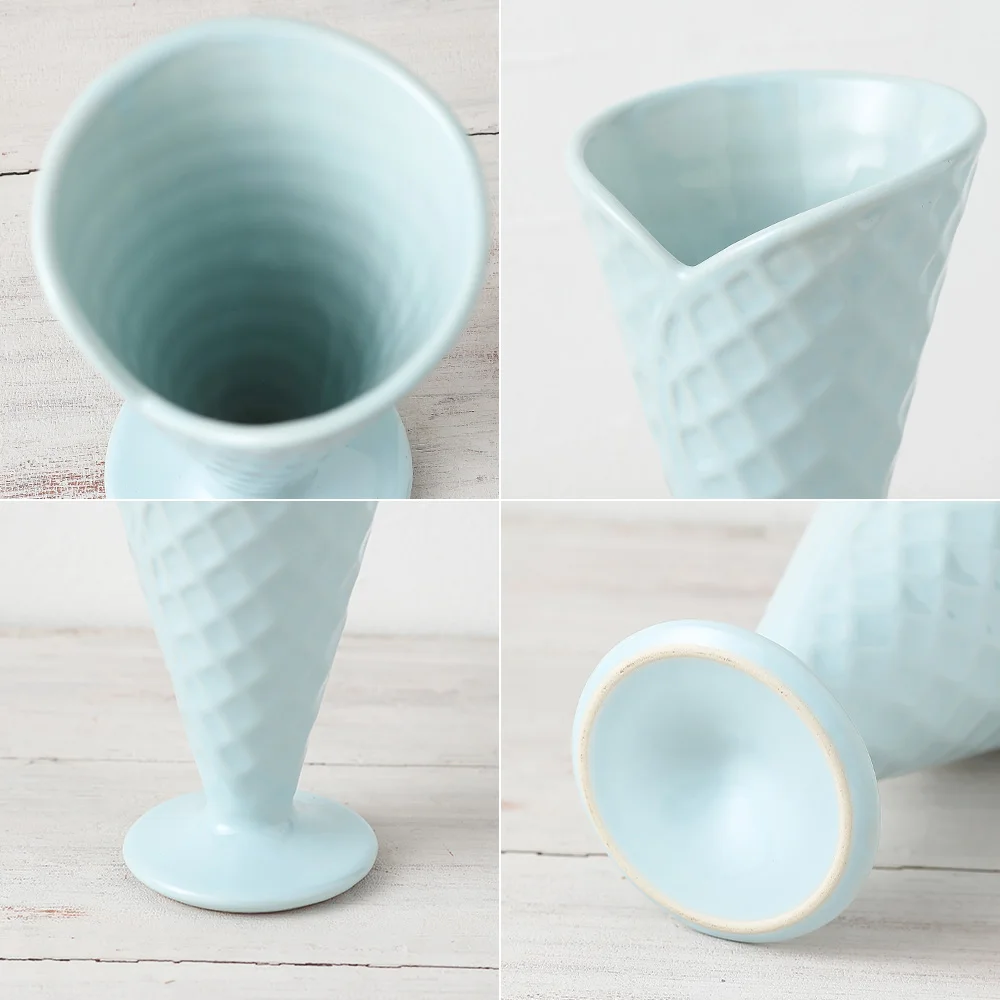 Macaron Color Custom Sundae Cups Footed Dessert Taster Cup Conic Cone Holder Ice Cream Bowl with Spoon
