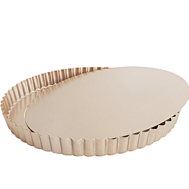 CHEFMADE 9.5 Inch Round Tart Pan 0.8mm Carbon Steel 9.5' Non Stick Removable Loose Botom Quiche Pan For Oven Baking