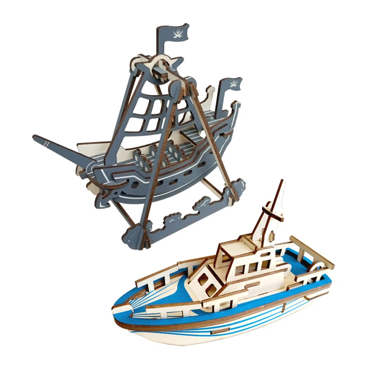 Life Boat Ship DIY customized 3D Wooden Puzzles toy for Kids Adults Children